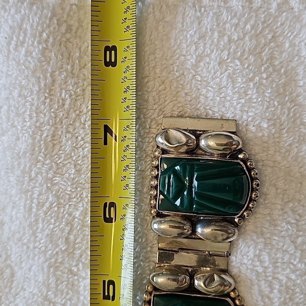 Vintage taxco and jade braclet and earings - Picture 10 of 11